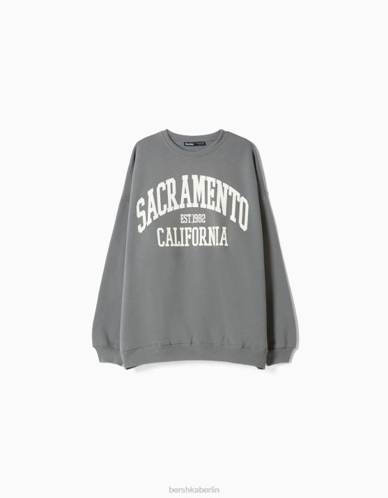 grau Bershka unisex Übergroßes bedrucktes Sweatshirt H00J4138