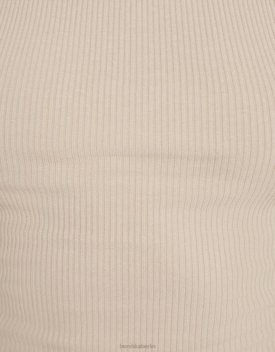 Beige Bershka unisex Geripptes Tanktop H00J3847
