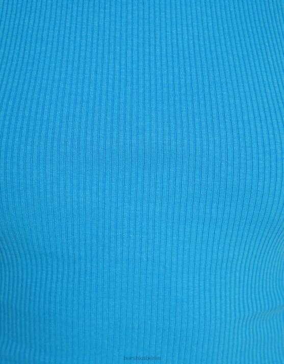 Blau Bershka unisex Geripptes Tanktop H00J3845