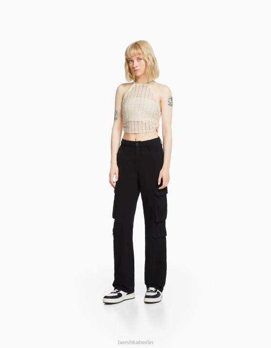Creme Bershka unisex Gehäkeltes Racer-Top H00J3715