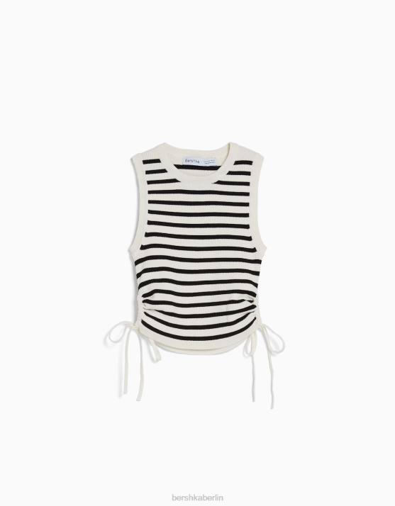 Creme Bershka unisex Tanktop mit gerafften Bändern H00J3699