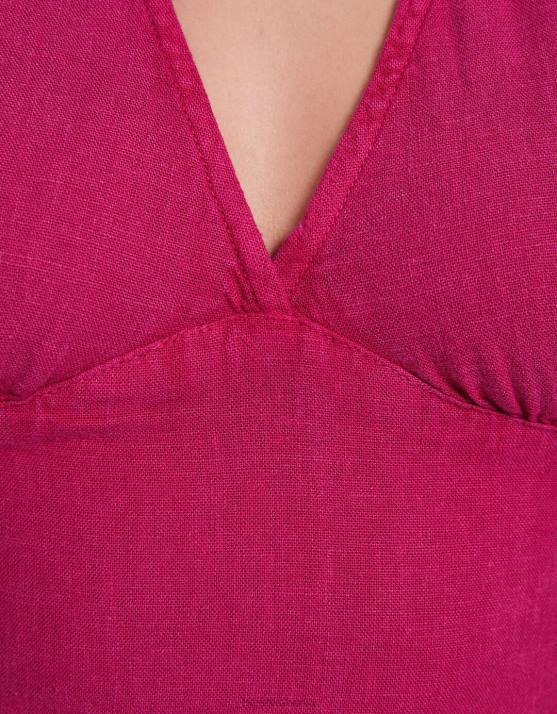 Fuchsie Bershka unisex Rustikales Crop-Top aus Leinenmischung H00J3771