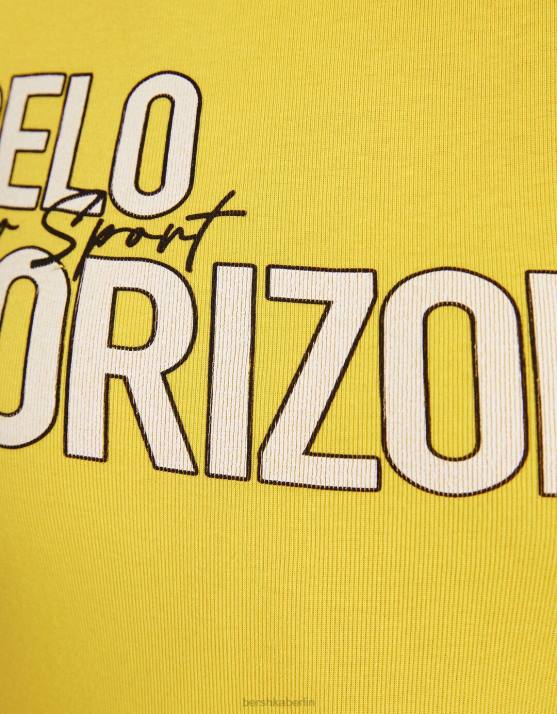 Gelb Bershka unisex Kurzarm-T-Shirt mit Aufdruck H00J3732