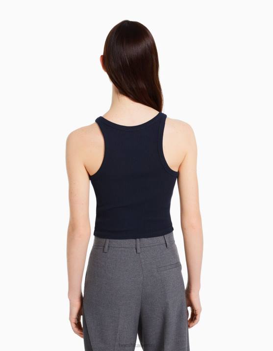 Marine Bershka unisex Geripptes Tanktop H00J3852