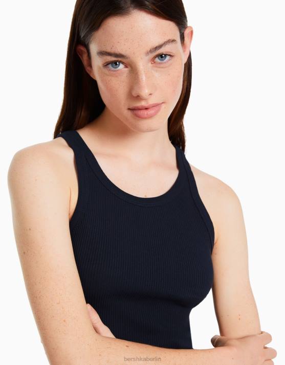 Marine Bershka unisex Geripptes Tanktop H00J3852