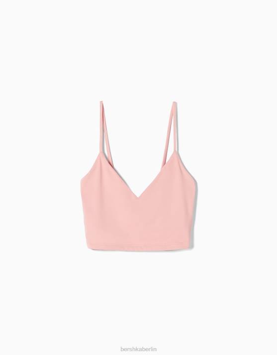 Rosa Bershka unisex Crop-Top mit Trägern H00J3757