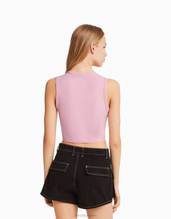 Rosa Bershka unisex Muskelshirt H00J3775