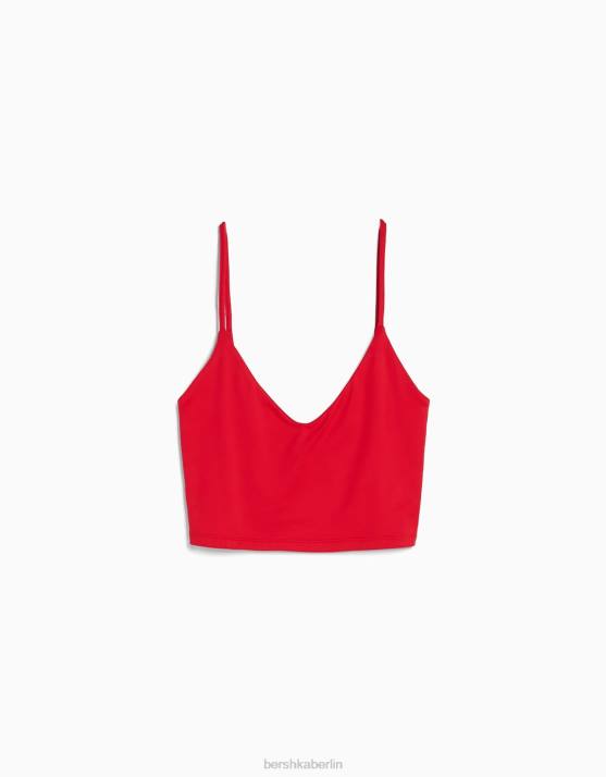 Rot Bershka unisex Crop-Top mit Trägern H00J3759