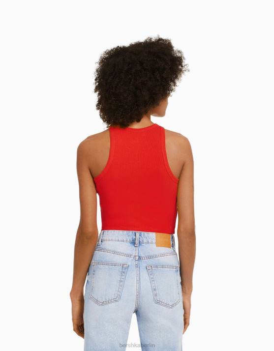 Rot Bershka unisex Geripptes Tanktop H00J3849