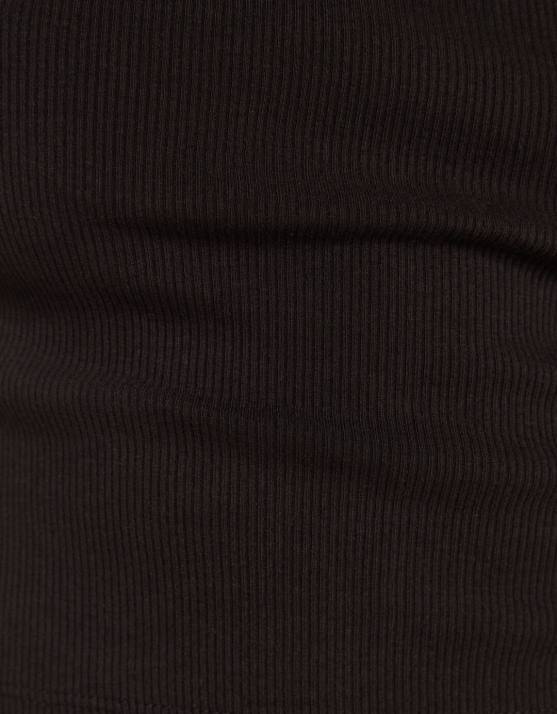 Schwarz Bershka unisex Geripptes Langarm-T-Shirt H00J3863