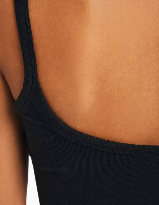 Schwarz Bershka unisex Kurzes Tanktop H00J3749