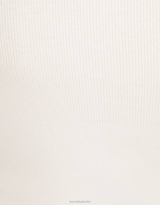 Weiss Bershka unisex Geripptes Langarm-T-Shirt H00J3803