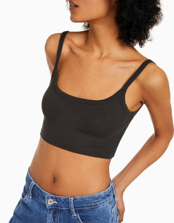 dunkelgrau Bershka unisex Kurzes Tanktop H00J3752