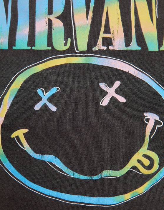 dunkelgrau Bershka unisex Ärmelloses T-Shirt mit Nirvana-Print H00J3693