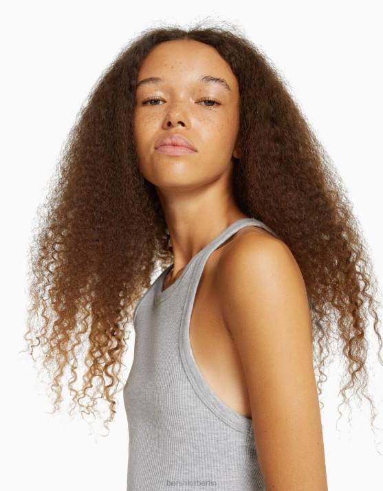 grau Bershka unisex Geripptes Tanktop H00J3851