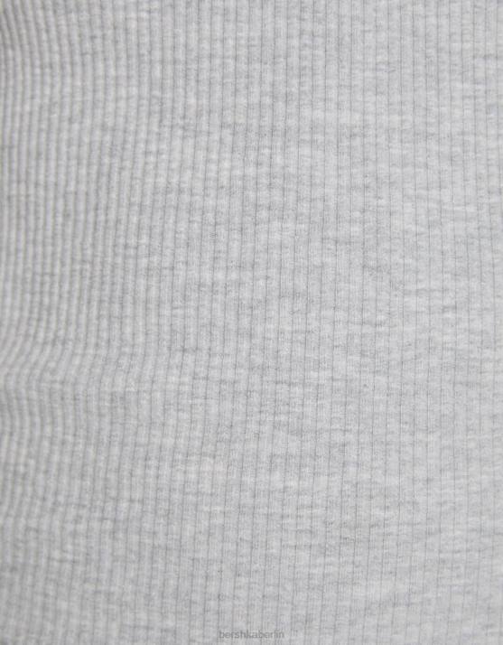 grau Bershka unisex Geripptes Tanktop H00J3851