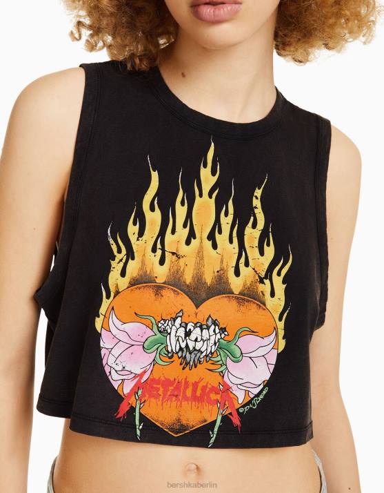 grau Bershka unisex Ärmelloses Metallica-T-Shirt H00J3695