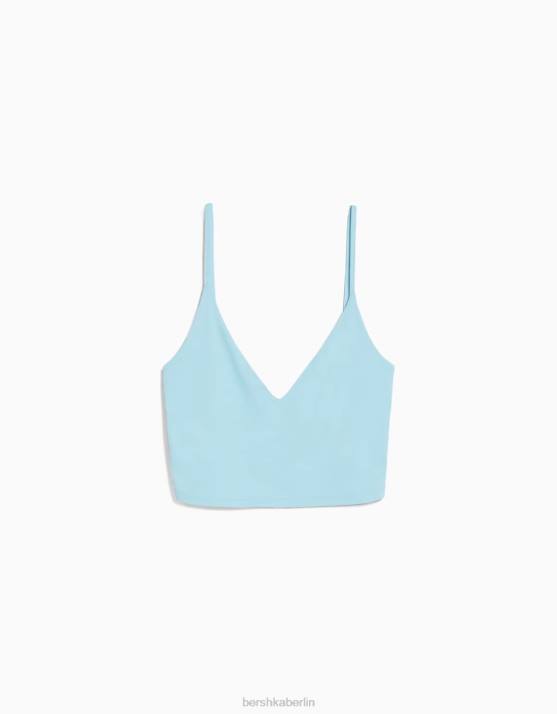 hellblau Bershka unisex Crop-Top mit Trägern H00J3762