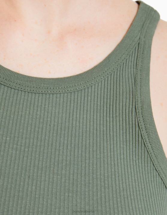 khaki Bershka unisex Geripptes Tanktop H00J3853