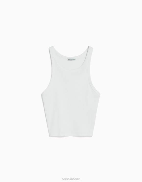 nicht-gerade weiss Bershka unisex Geripptes Tanktop H00J3846