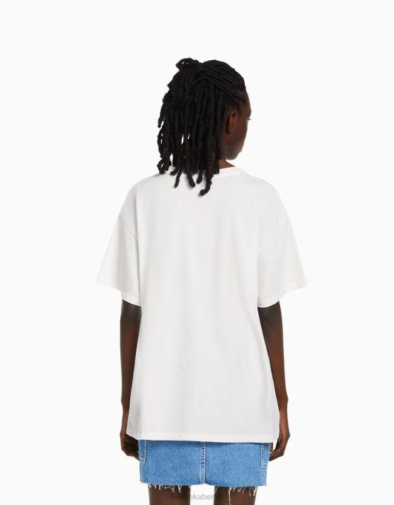 nicht-gerade weiss Bershka unisex Kurzarm-T-Shirt mit Tupac-Print H00J3767