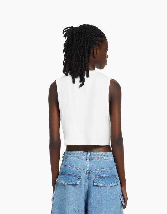 nicht-gerade weiss Bershka unisex Muskelshirt H00J3776