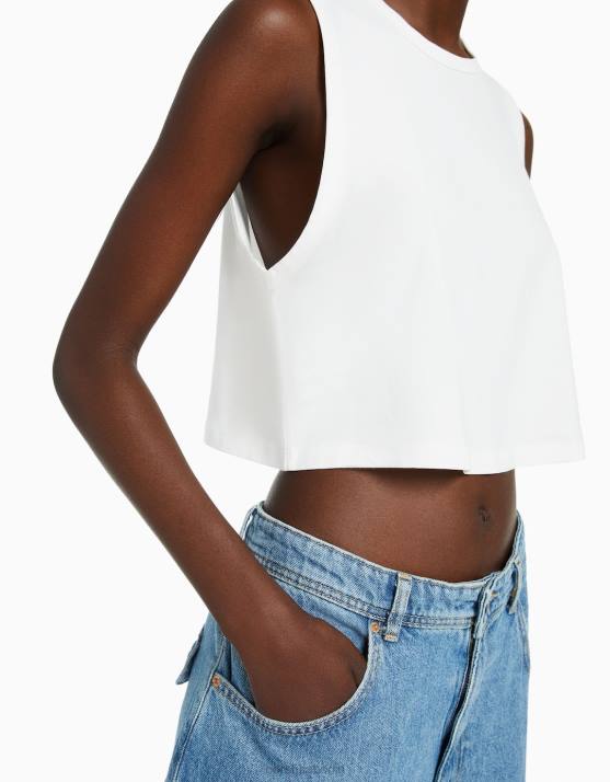 nicht-gerade weiss Bershka unisex Muskelshirt H00J3776