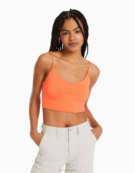 orange Bershka unisex Crop-Top mit Trägern H00J3758
