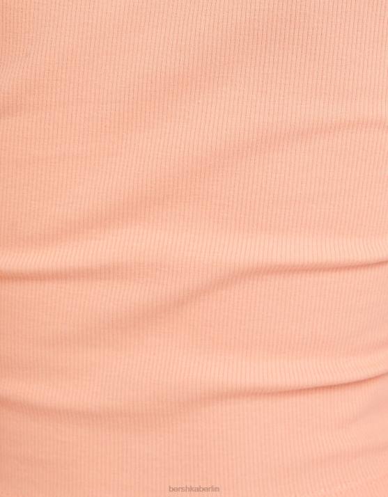 orange Bershka unisex Geripptes Kurzarm-T-Shirt H00J3747