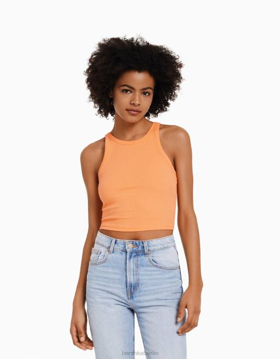 orange Bershka unisex Geripptes Tanktop H00J3848