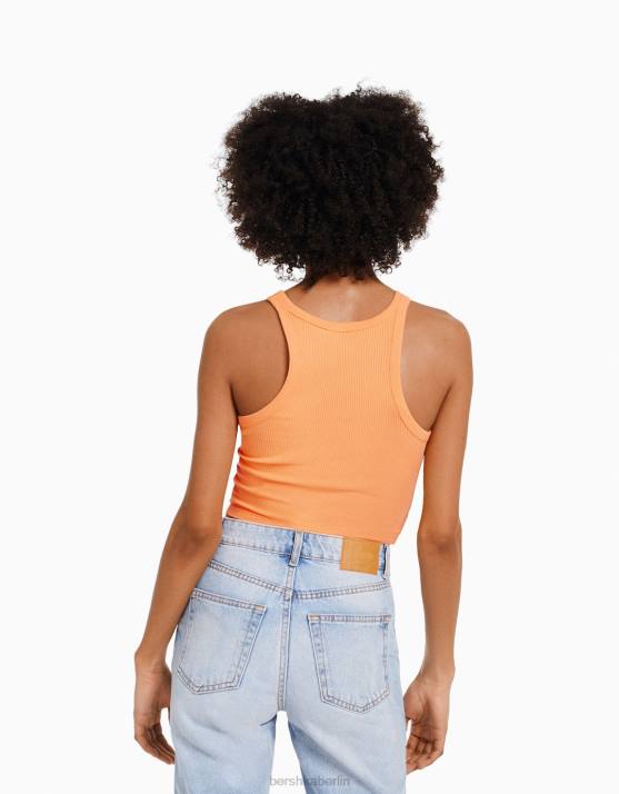 orange Bershka unisex Geripptes Tanktop H00J3848