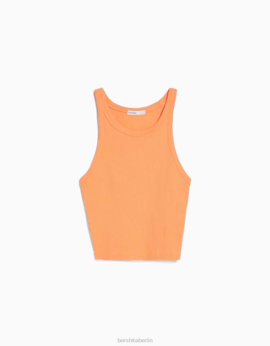 orange Bershka unisex Geripptes Tanktop H00J3848