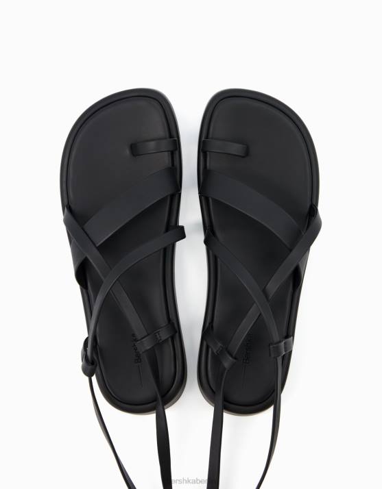 Schwarz Bershka unisex Flache Mini-Plateausandalen mit Knöchelriemen H00J4171