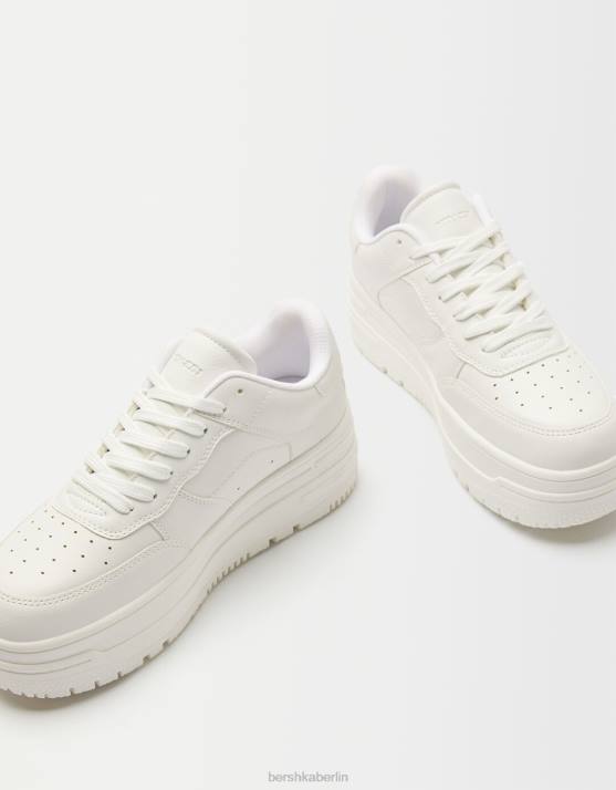 Weiss Bershka unisex Monochrome Plateau-Sneaker H00J4179