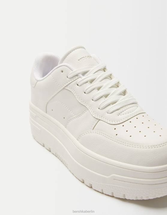 Weiss Bershka unisex Monochrome Plateau-Sneaker H00J4179