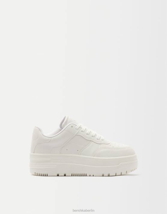 Weiss Bershka unisex Monochrome Plateau-Sneaker H00J4179