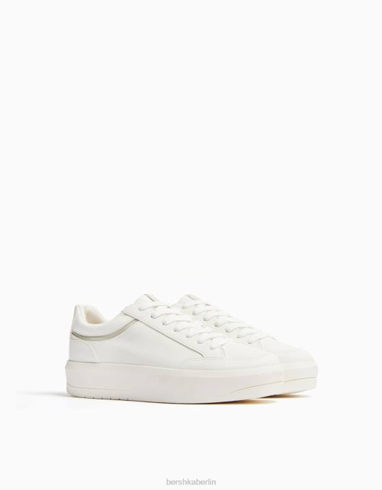 Weiss Bershka unisex Plateau-Sneaker mit Ziernähten H00J4186