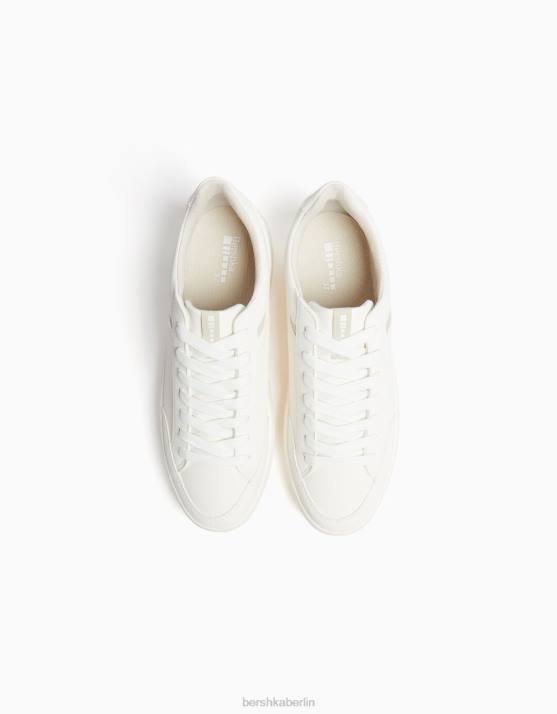 Weiss Bershka unisex Plateau-Sneaker mit Ziernähten H00J4186