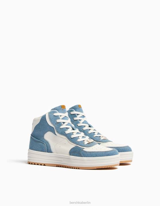 blau verwaschen Bershka unisex kontrastierende High-Top-Sneaker H00J4181