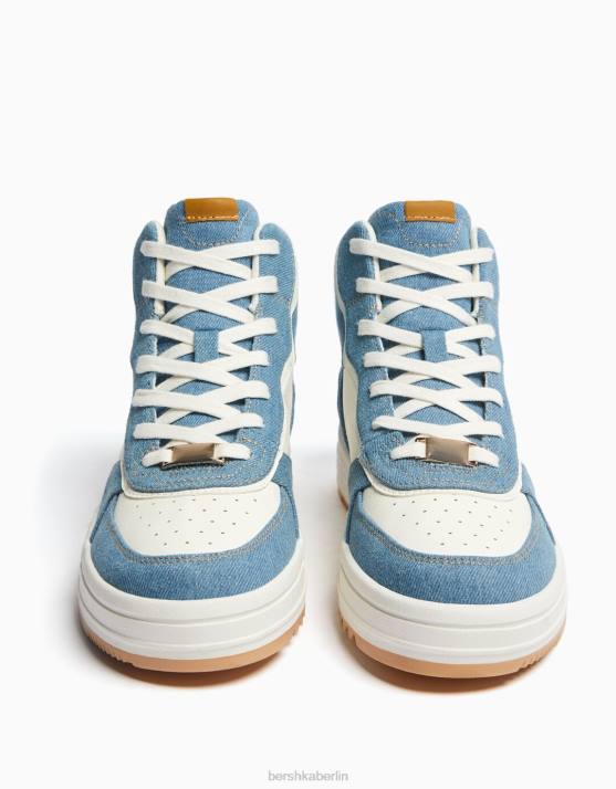 blau verwaschen Bershka unisex kontrastierende High-Top-Sneaker H00J4181