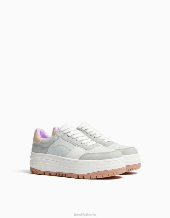 mehrfarbig Bershka unisex Kontrast-Plateau-Sneaker H00J4177