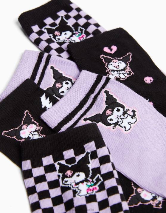 Schwarz Bershka unisex 3er-Pack Kuromi-Socken H00J4227