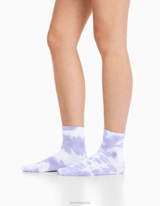 violett Bershka unisex Set mit 3 bedruckten Socken H00J4228